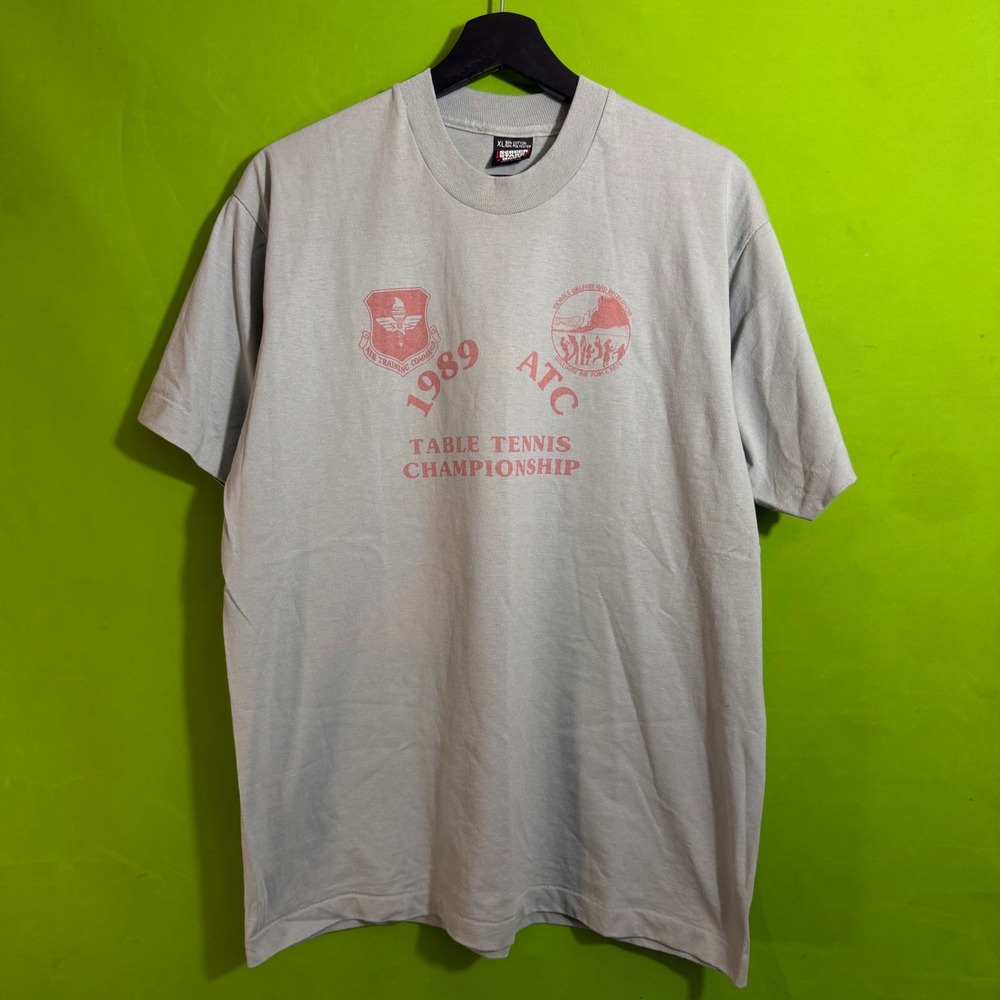VTG 1989 Williams AFB ATC Table Tennis Championship Shirt XL Screen Stars Gray